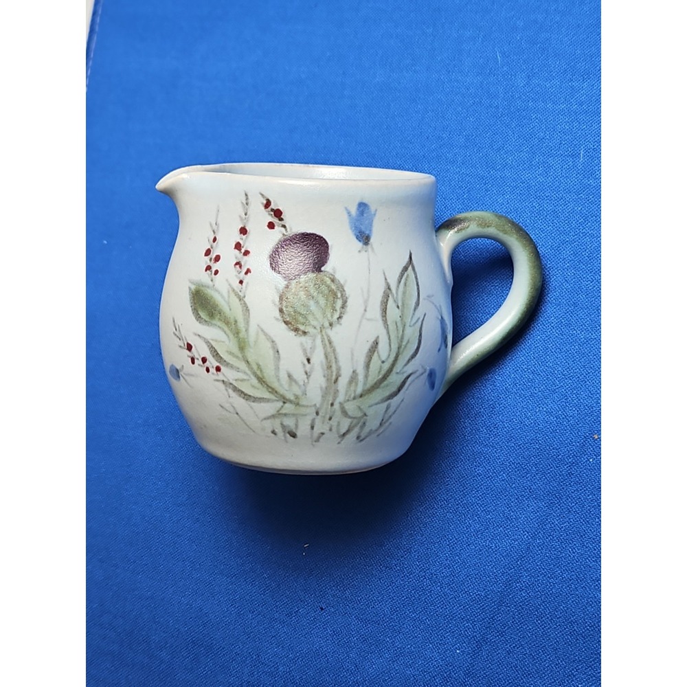 Buchan Pottery Stoneware Thistle Creamer Portobello Scotland 3" Vintage